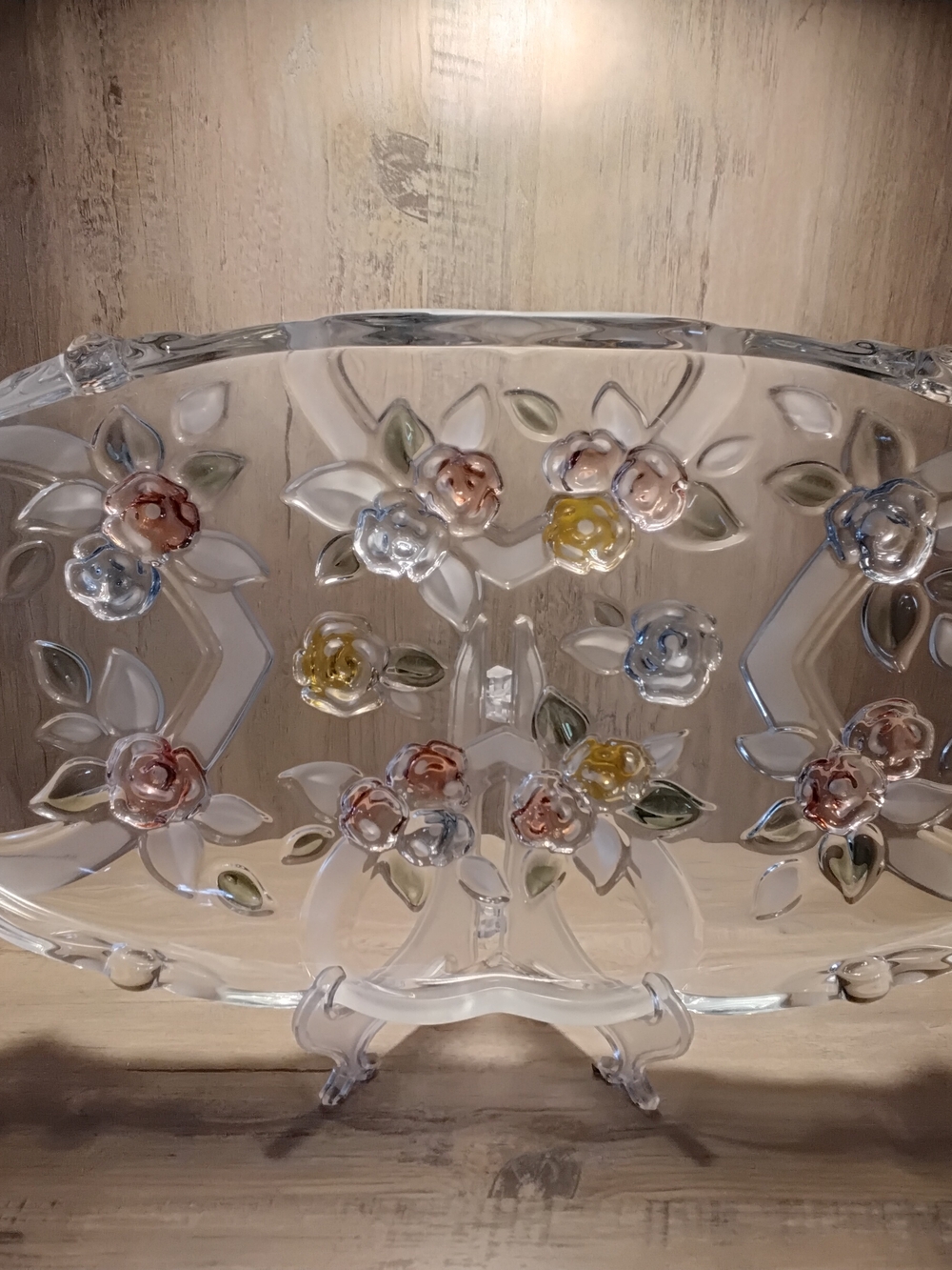 Mikasa Walther Glas Oval Clear Glass Floral Platter Serving Tray. Germany